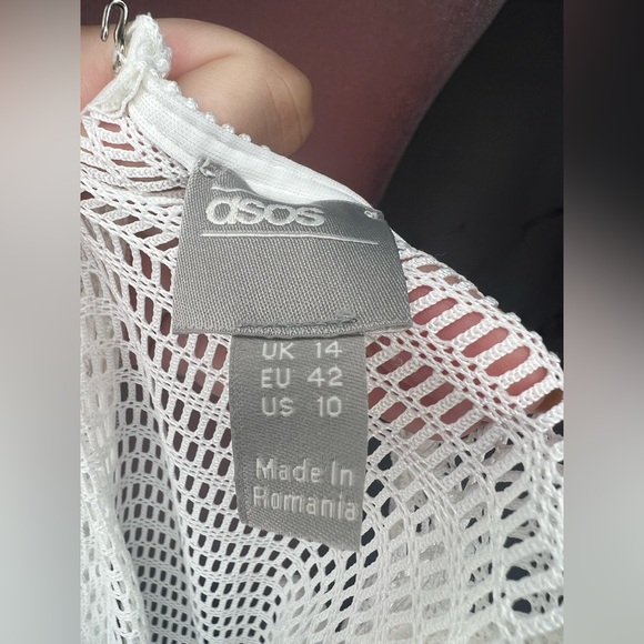 ASOS Ruffled White Knit Elegant Maxi Dress Sz 10 - Picture 5 of 5